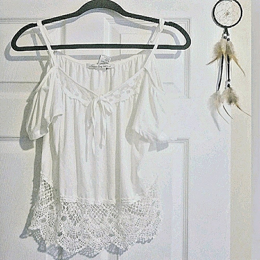 American rag off the shoulders boho crop top